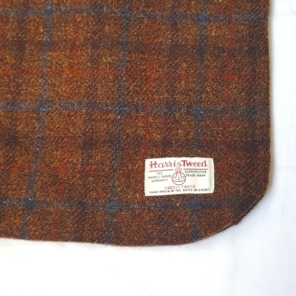 HARRIS TWEED BROWN Leather Straps. Brown Blue Bag. Shoulder Bag - Picture 3 of 15